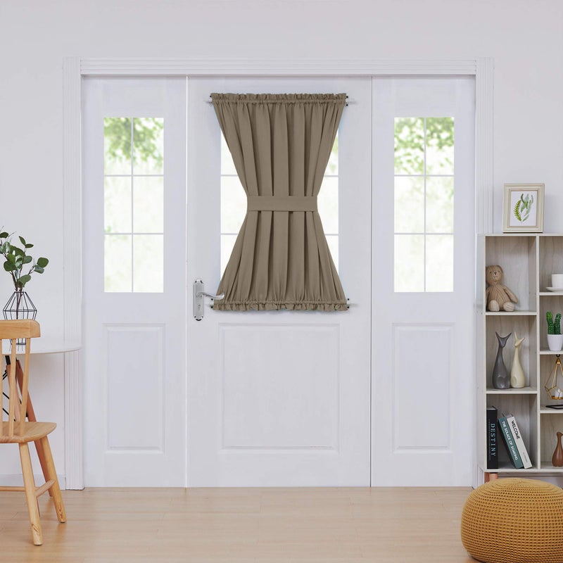 Deconovo Blackout Door Curtain for Glass Doors & Sidelights, Thermal Insulated Privacy Panel with Dual Rod Pockets & Adjustable Tieback, Machineâ€‘Washable Curtain (54W x 40L, Khaki, 1 Panel) - Image 2
